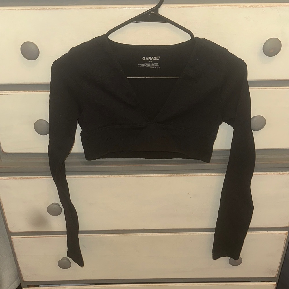 Garage Black Long Sleeve Crop Top